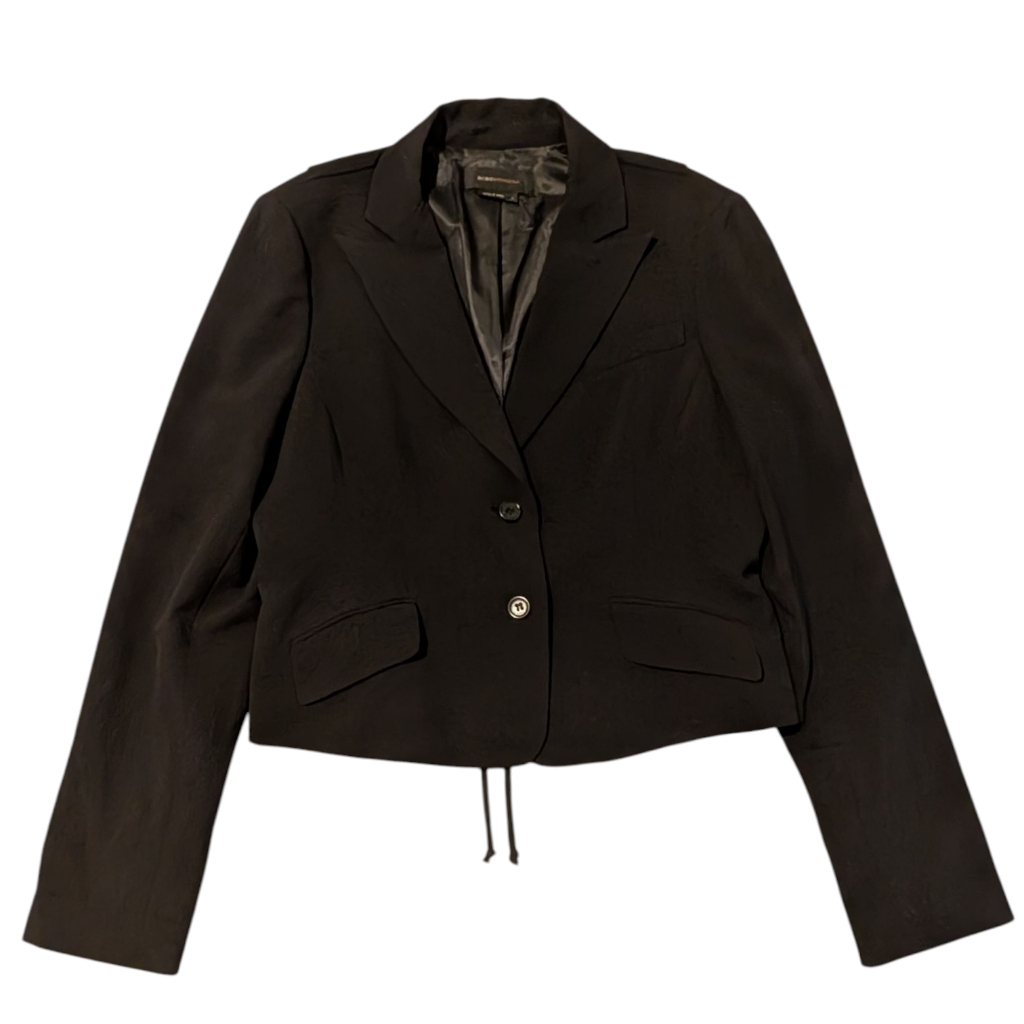 Bcbgmaxazria Nessa Cinch Waist Blazer | Size Large | Black Stretch Jacket Office